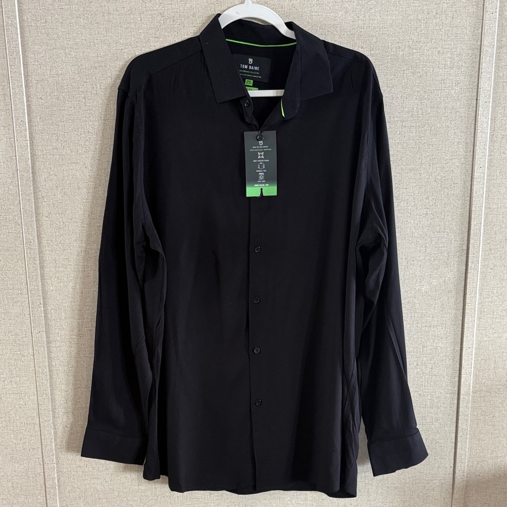 Tom Baine Performance Dress Shirt Men’s XXL 18-18 1/2 Black Officewear NWT